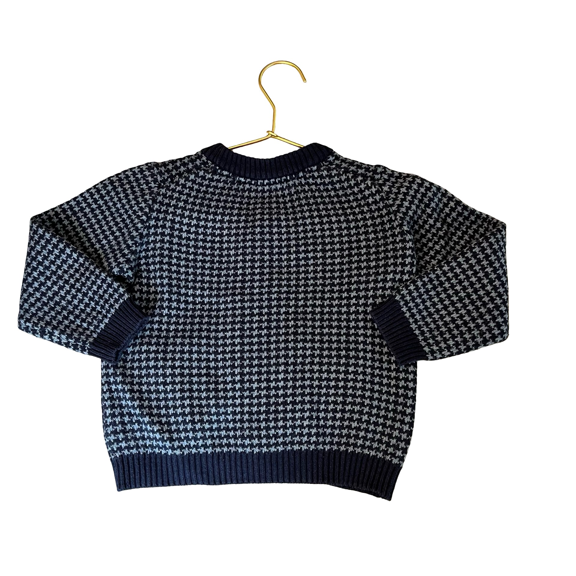 Janie and Jack Navy & Blue Houndstooth V-Neck Cardigan Sweater - Size 2T