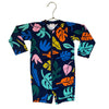 Hanna Andersson Navy & Multi-Color Abstract Leaf Print Swim Romper - Size 2T