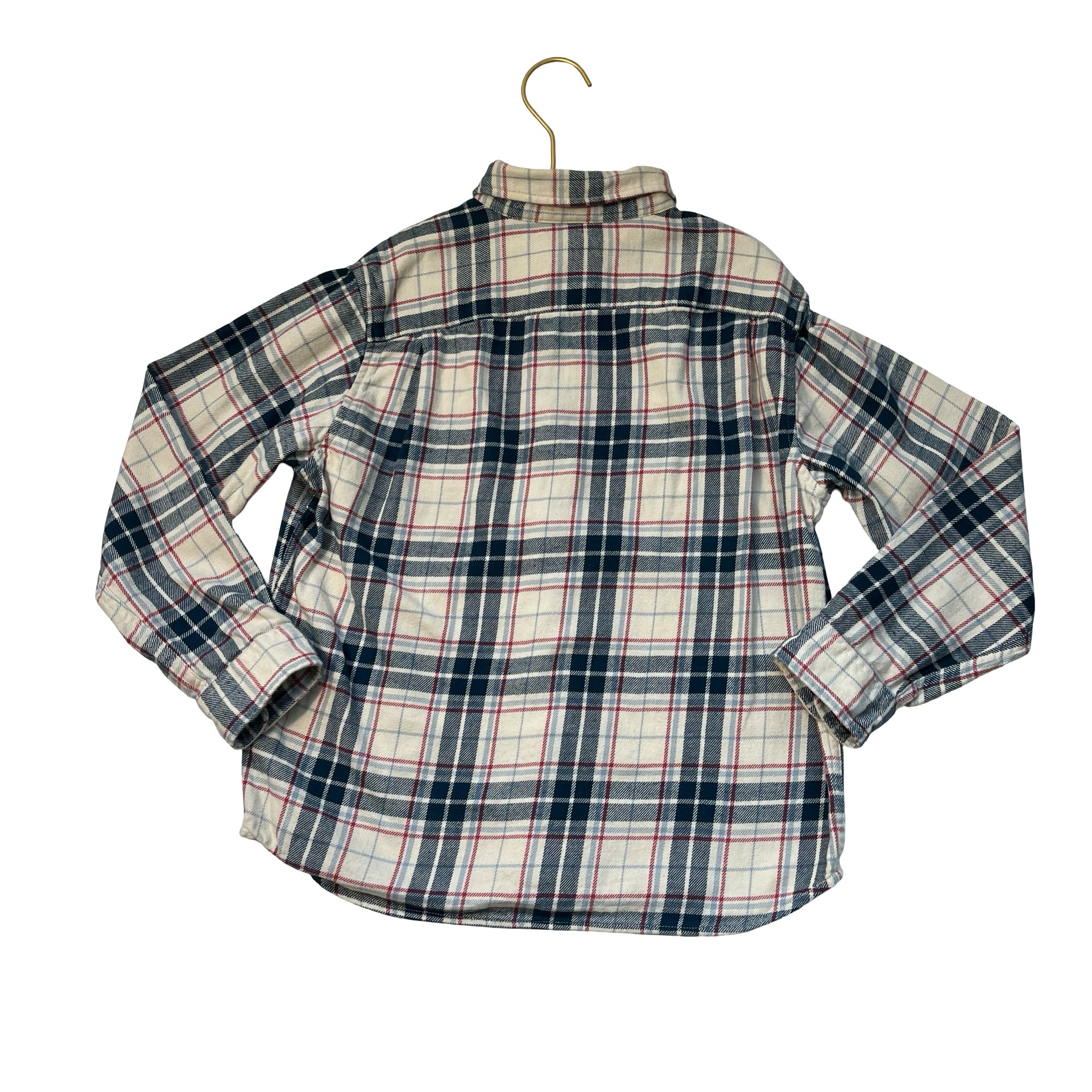 Uniqlo Ivory, Blue, Red Plaid Flannel Button Down Shirt - Size 7-8