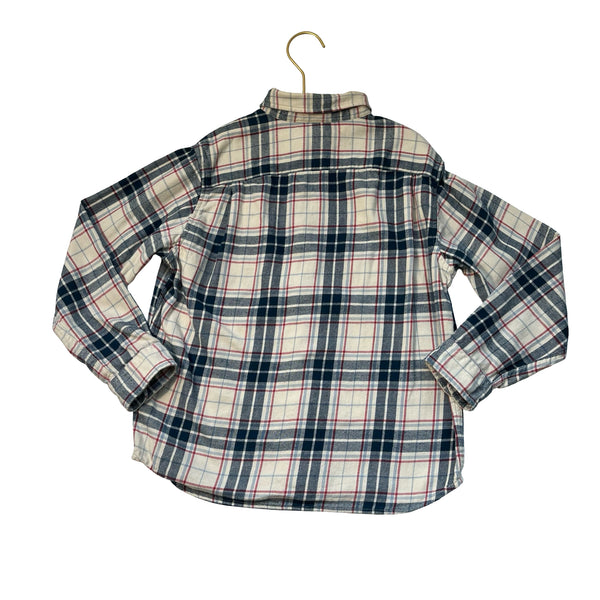 Uniqlo Ivory, Blue, Red Plaid Flannel Button Down Shirt - Size 7-8