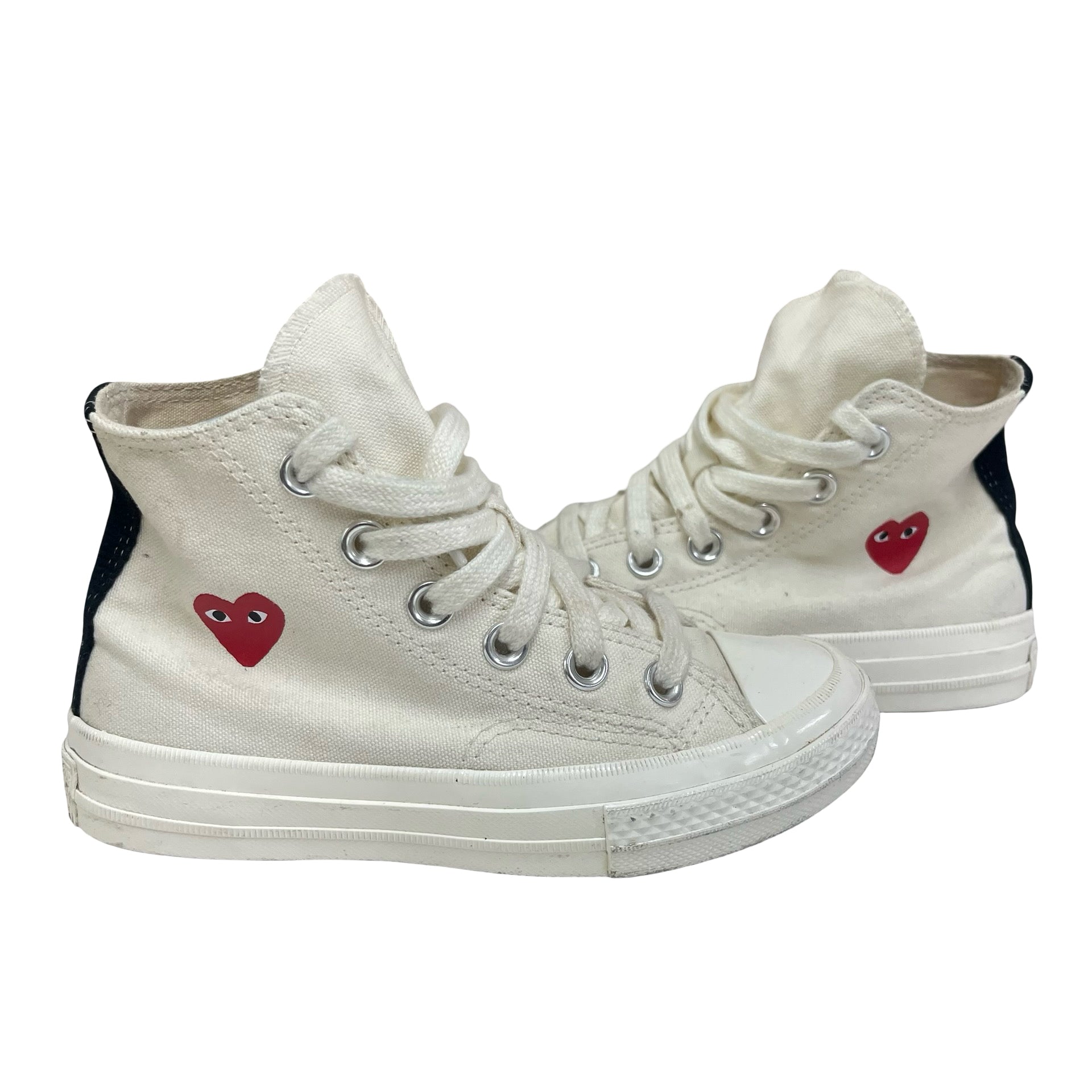 Converse x Comme des Garcons Ivory & Red Heart Sneakers with Box - Size 12