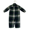Ralph Lauren Jersey-Lined Green & Navy Tartan Plaid Flannel One-Piece - Size 6 M
