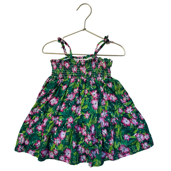 Janie and Jack Green & Pink Tropical Floral Dress - Size 18-24 Mo