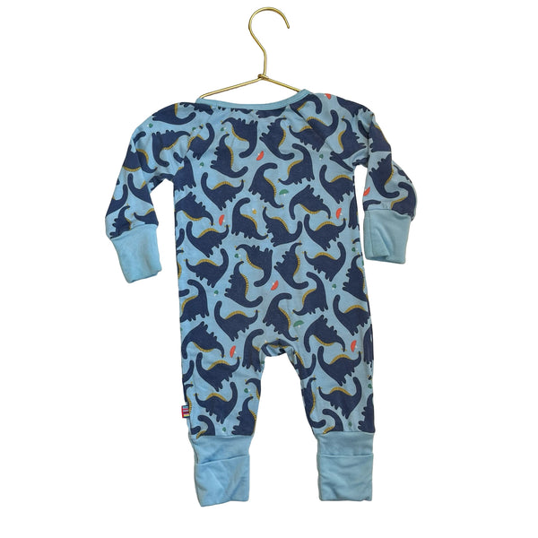 Magnetic Me Blue Dinosaur Print One-Piece PJs - Size 0-3 Mo