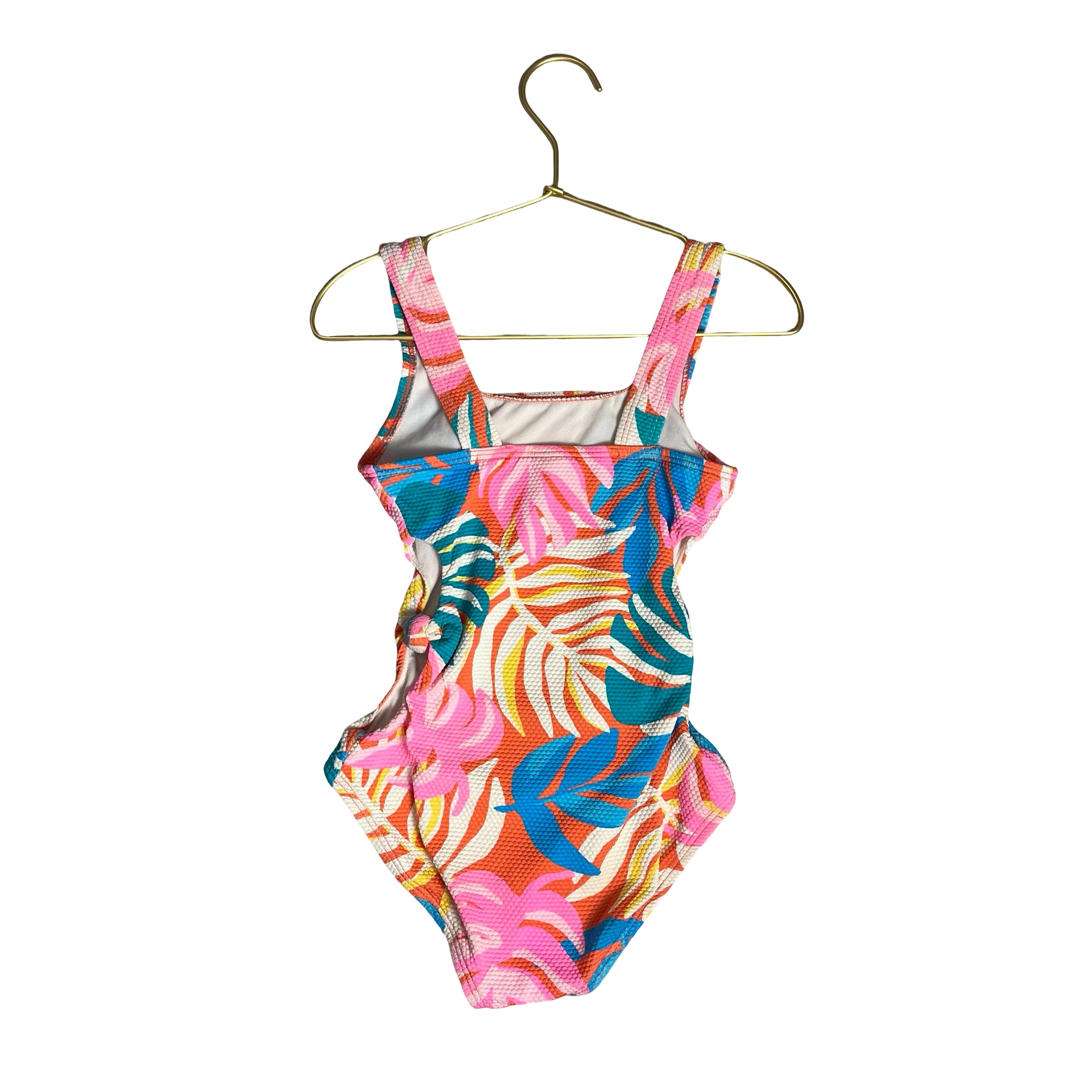 Cat & Jack Colorful Tropical Leaf Print Side Cut-Out Swim Suit - Size 4T