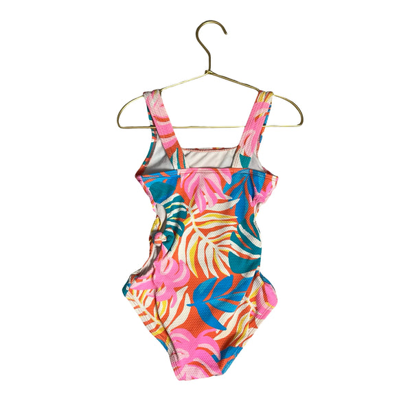 Cat & Jack Colorful Tropical Leaf Print Side Cut-Out Swim Suit - Size 4T