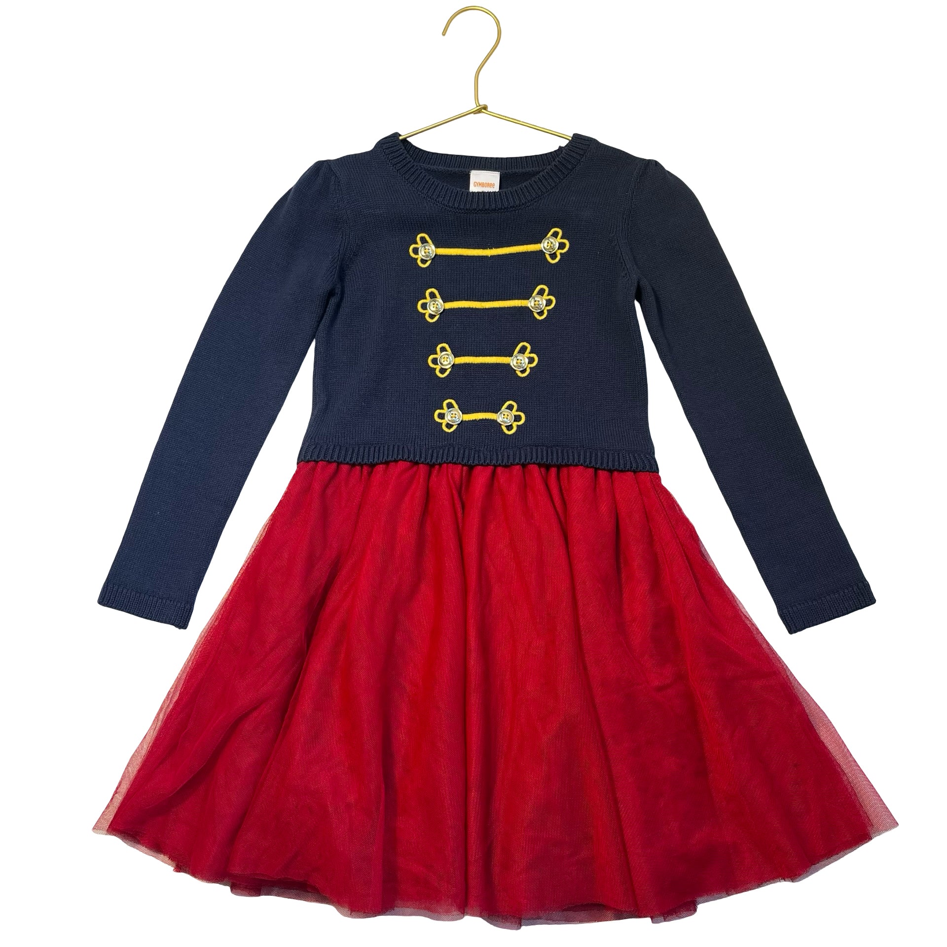 Gymboree Toy Soldier Navy Knit & Red Tulle Dress - Size 7