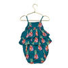 Posh Peanut Dark Teal Pineapple & Floral Bubble Romper - Size 2T