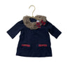 Janie and Jack Navy, Faux Fur & Red Plaid Bow Top - Size 12-18 Mo