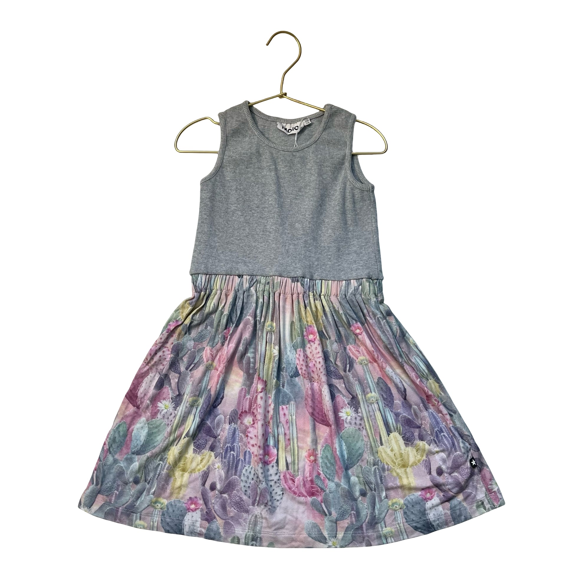 Molo Gray & Pastel Cactus Print Dress - Size 5-6