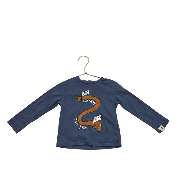 Zara Blue Dachshund Dog 'Too Fast Too Fun' Shirt - Size 9-12 Mo