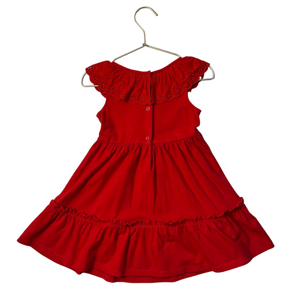 Janie and Jack Red Eyelet Trim Dress - Size 3