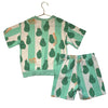 H&M Mint & Ivory Striped 'Pearfect' Pear Print Shorts & Top Set - Size 6