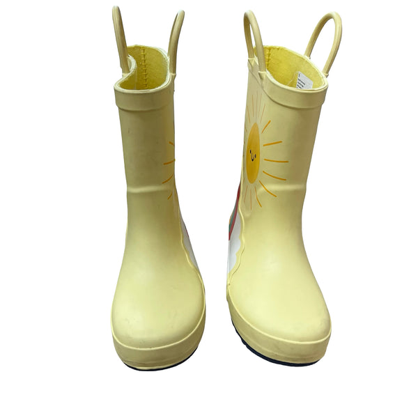 Cat & Jack Yellow Sun & Rainbow Rain Boots - Size 12