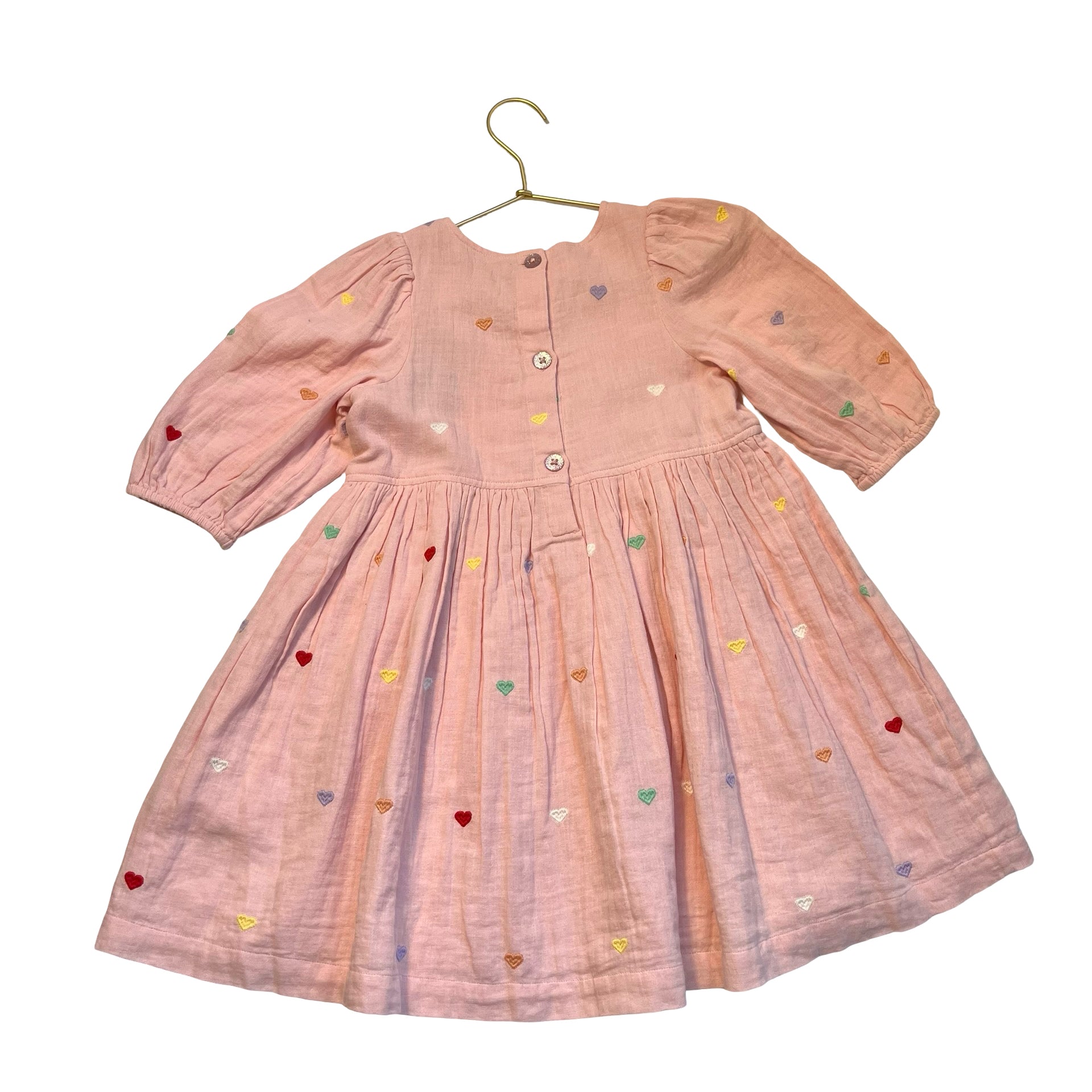 Pink Chicken Pink Embroidered Heart Dress - Size 6Y