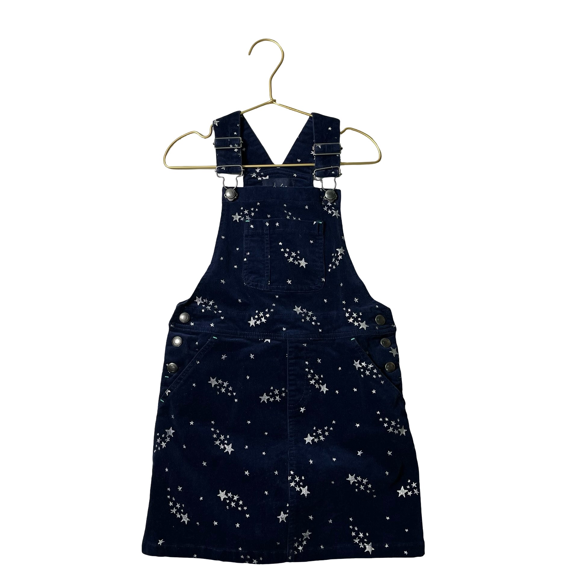 Joules Navy Corduory & Silver Star Overall Dress - Size 6Y