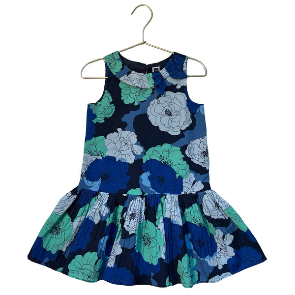 Janie and Jack Navy, Blue, Green Flower Print Dress - Size 4