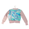 Emilio Pucci Pink & Swirl Print Cardigan Sweater with Crystals - Size 10