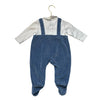 Rachel Riley Blue Velour Footed One-Piece - Size 6 Mo