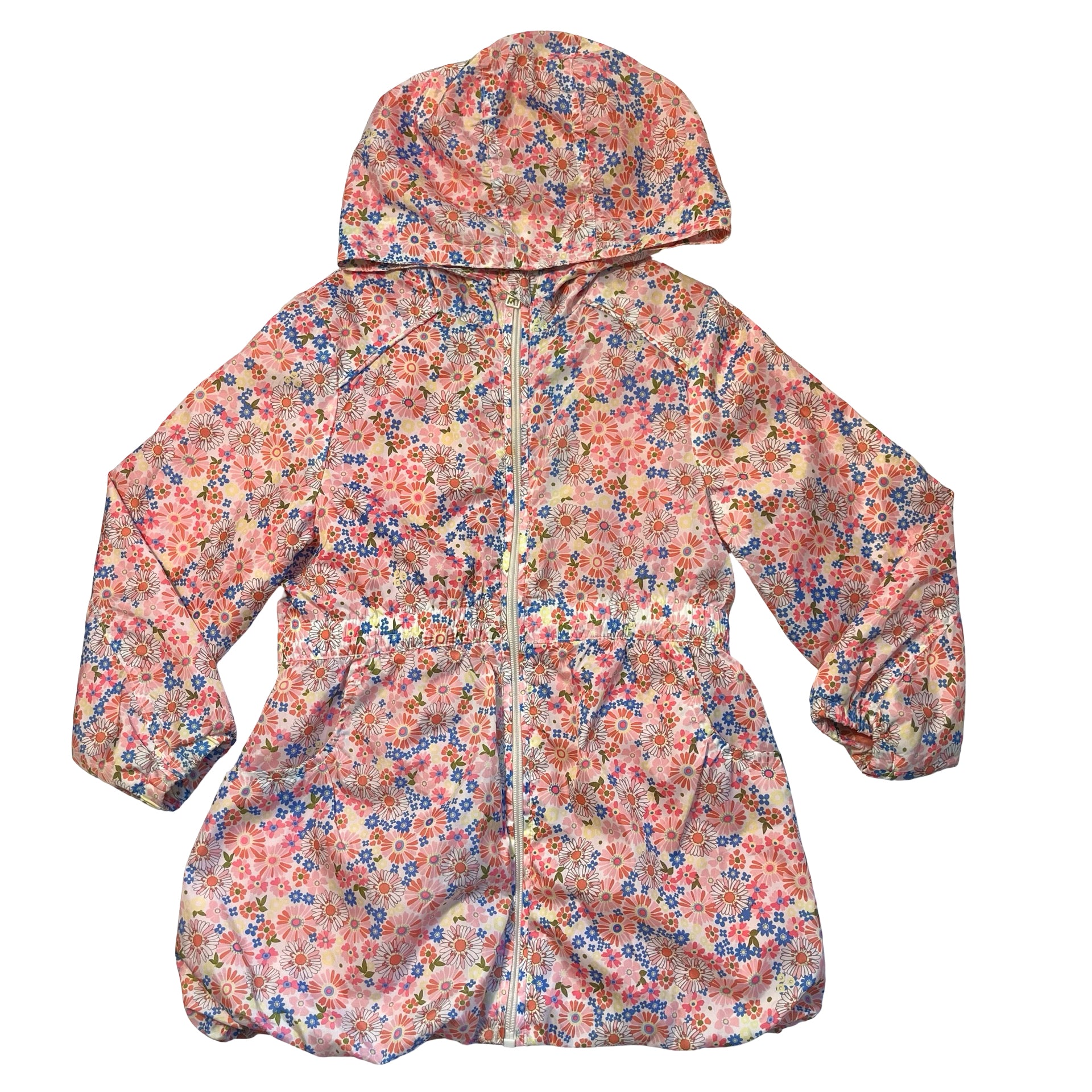 M&S Flower Print Hooded Windbreaker Jacket - Size 6-7