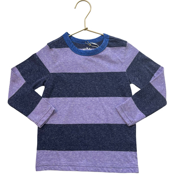 Primary Heather Navy & Lavender Striped Shirt - Size 3