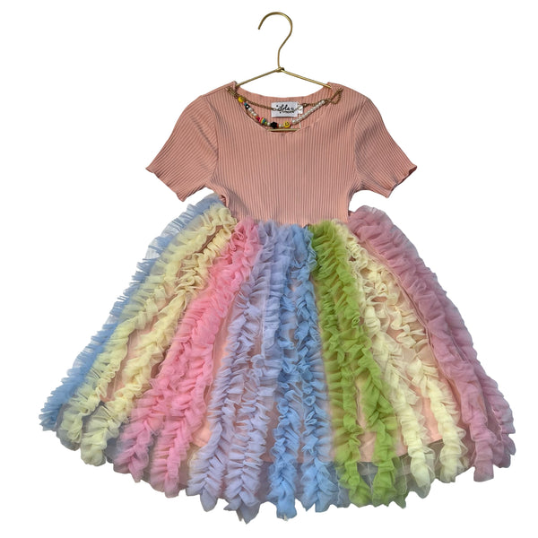 Lola & The Boys Pastel Ruffle Tulle Dress - Size 6