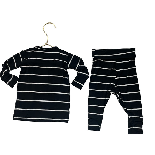 Lou Lou Black & White Striped Henley & Pants Set - Size 3-6 Mo