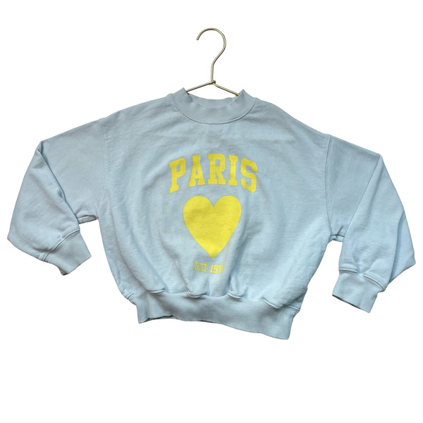 Zara Light Blue & Yellow 'Paris' Sweatshirt - Size 6-7