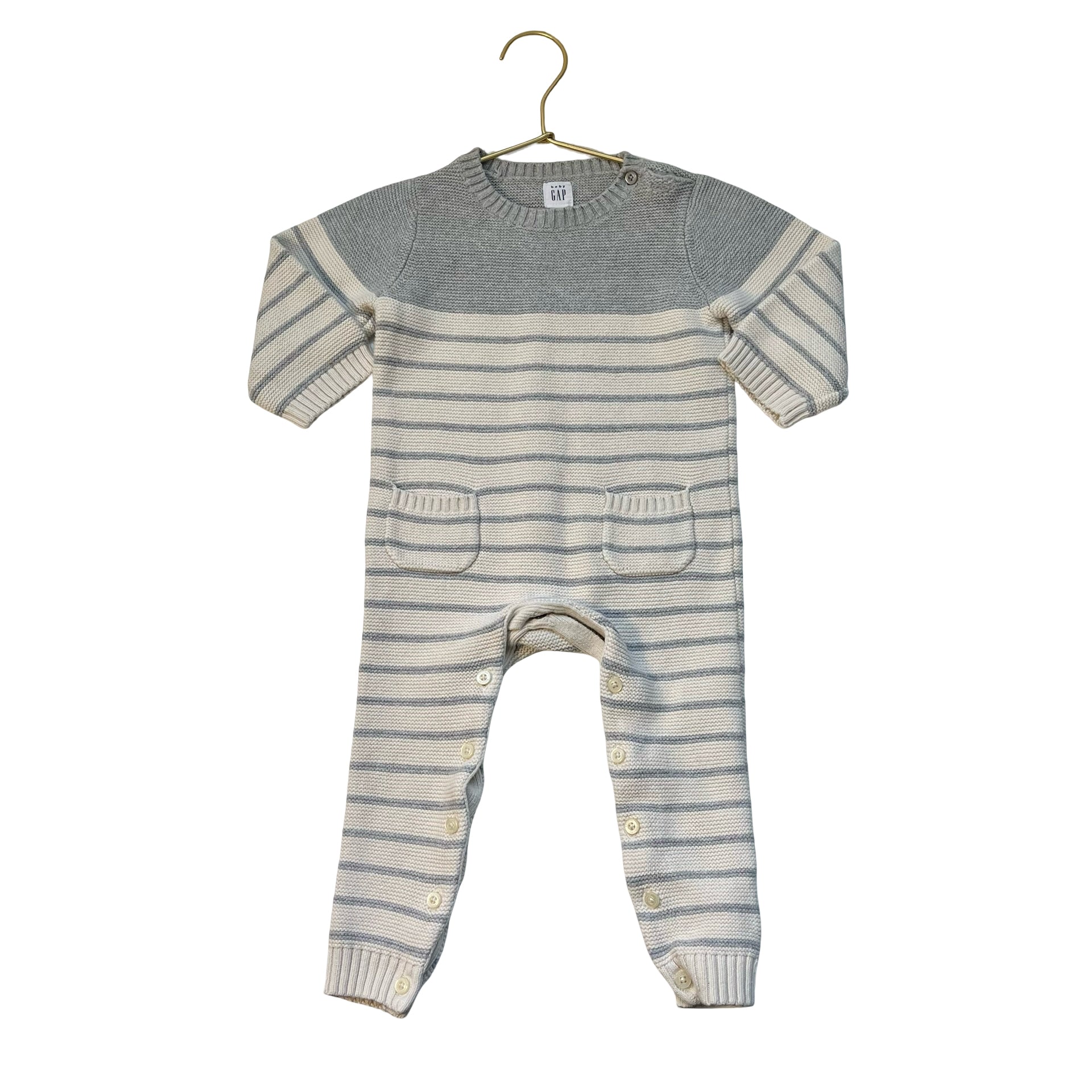 Baby Gap Gray & Ivory Cotton Knit One-Piece - Size 18-24 Mo