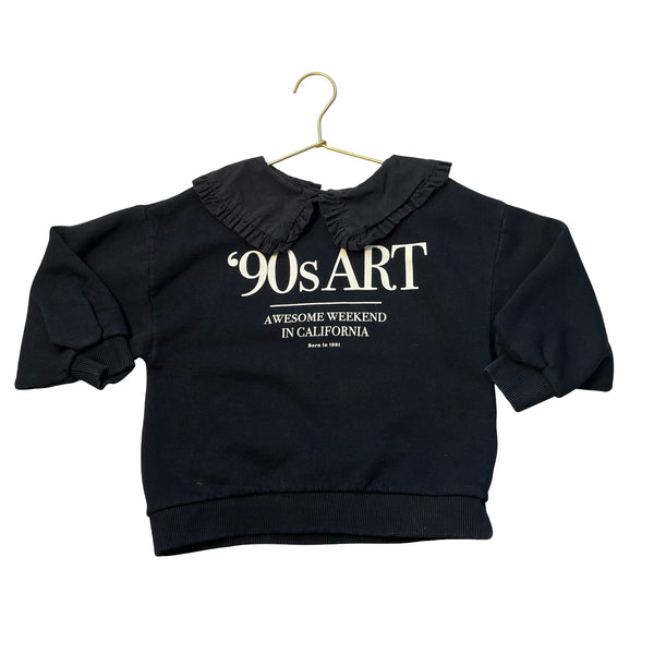 Zara '90s Art' Black Sweatshirt, Collar - Size 7