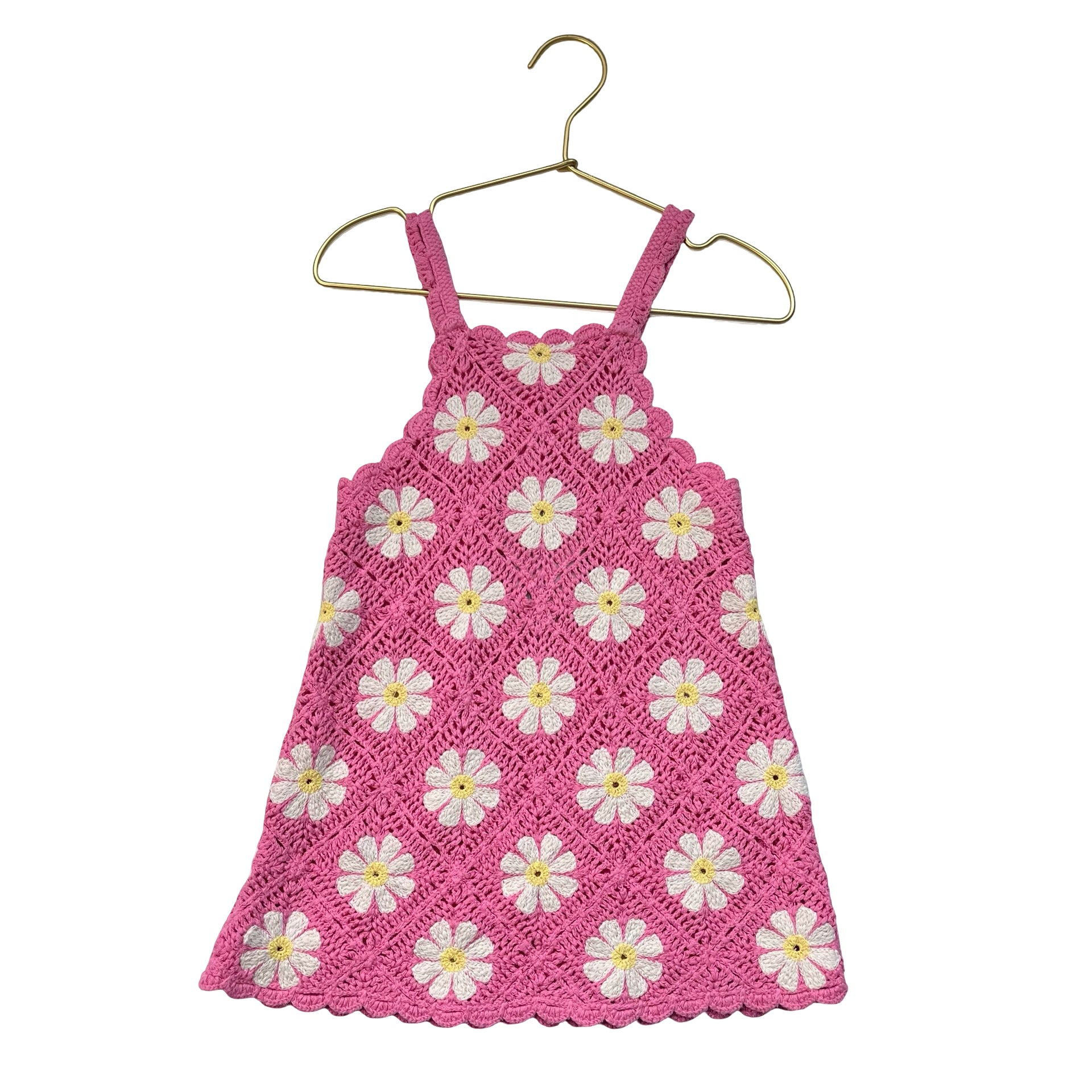 Zara Pink & Ivory Daisy Crochet Dress - Size 2-3