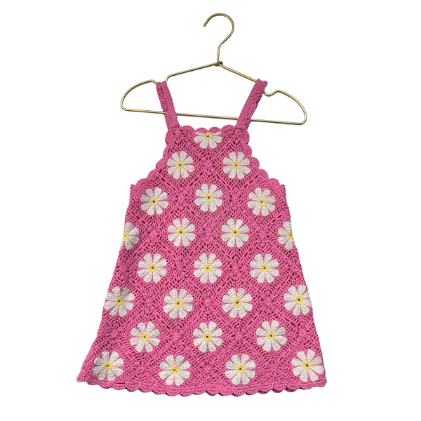 Zara Pink & Ivory Daisy Crochet Dress - Size 2-3