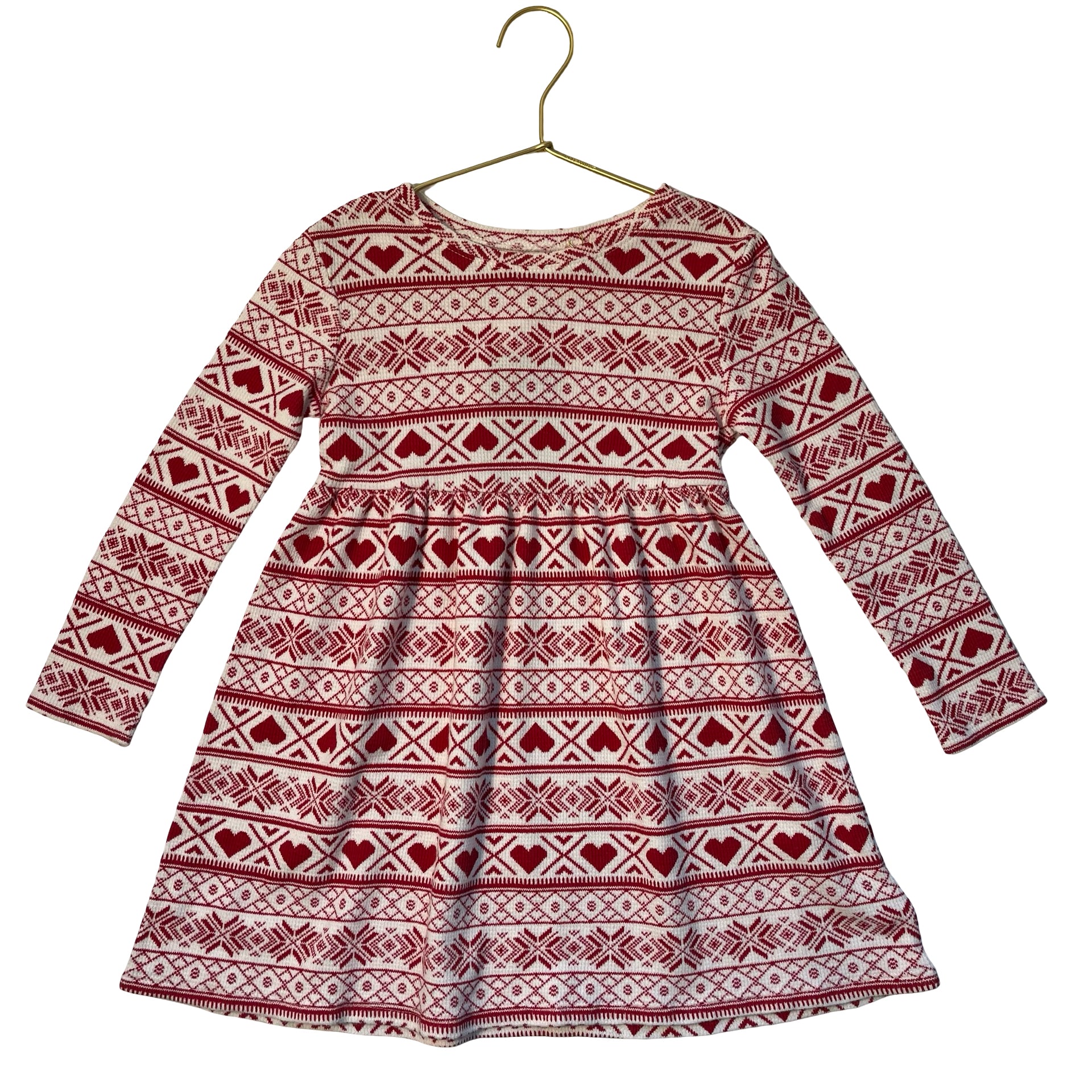 Old Navy Ivory & Red Fair Isle Print Dress - Size 4