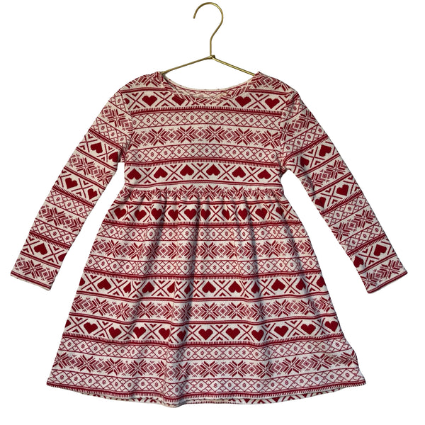 Old Navy Ivory & Red Fair Isle Print Dress - Size 4