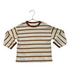 Zara Ivory & Brown Striped Ribbed Shirt - Size 3