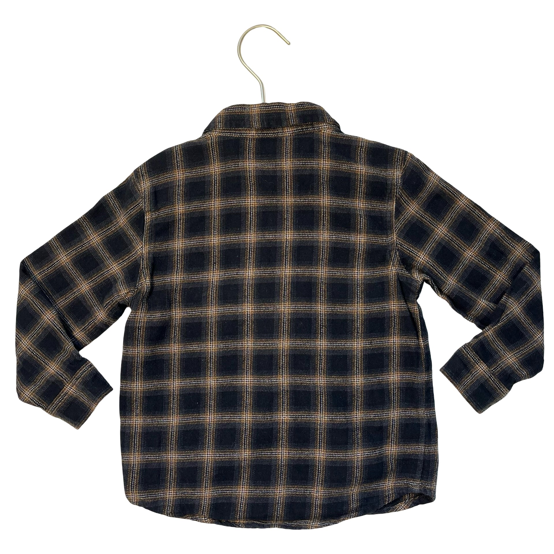 Old Navy Black, Brown, Gray Plaid Flannel Button Down Shirt - Size 5T