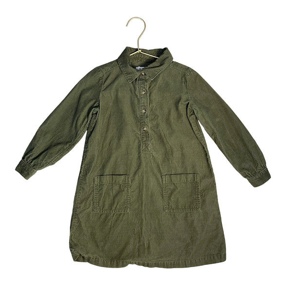 Old Navy Olive Green Corduroy Shirt Dress - Size 4T