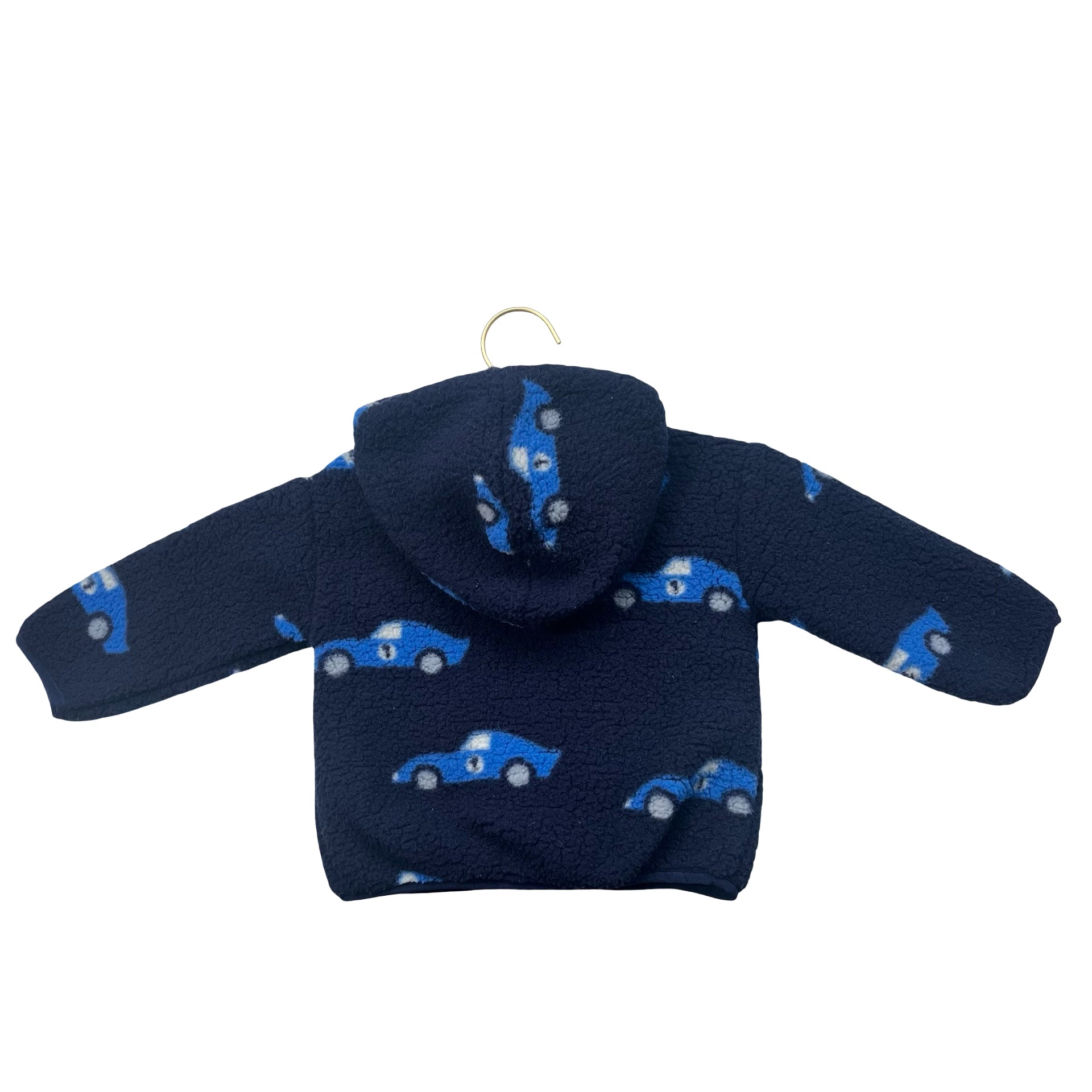 Baby Gap Navy & Blue Car Fleece Hooded Jacket - Size 6-12 Months