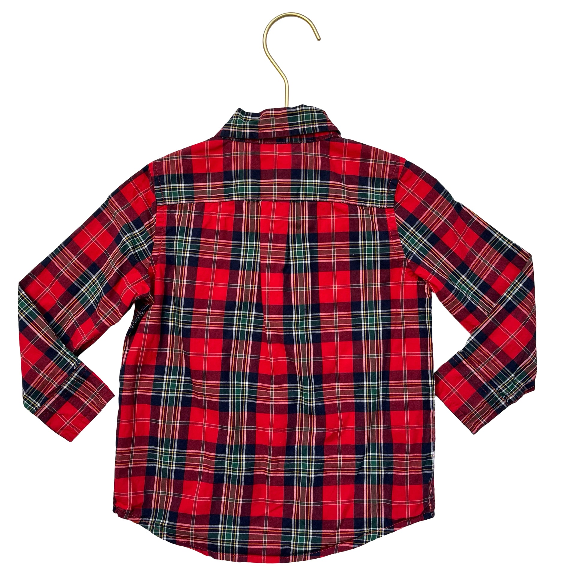 Janie and Jack Red Tartan Plaid Button Down Shirt - Size 18-24 Mo