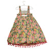 Joie Pink, Peach, Green Tropical Floral Dress, Pom-Pom Trim - Size 8