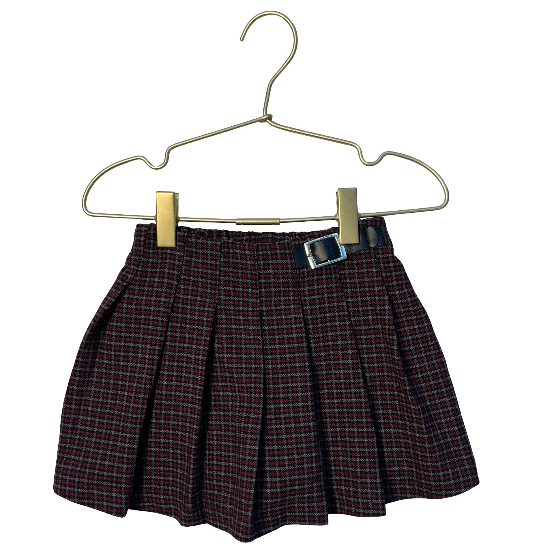 Zara Red, Gray, Black Check Flannel Pleated Skort Shorts - Size 4