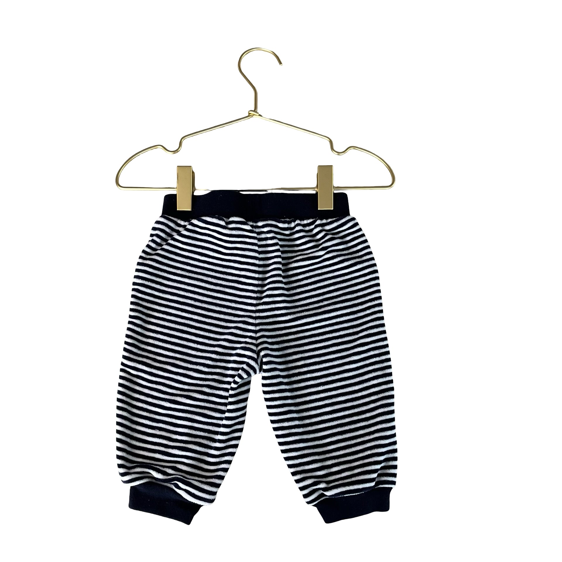 Ralph Lauren Navy & White Striped Velour Joggers - Size 6 Mo