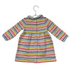 Baby Boden Ivory & Multi-Color Stripe Sweatshirt Dress - Size 6-12 Months