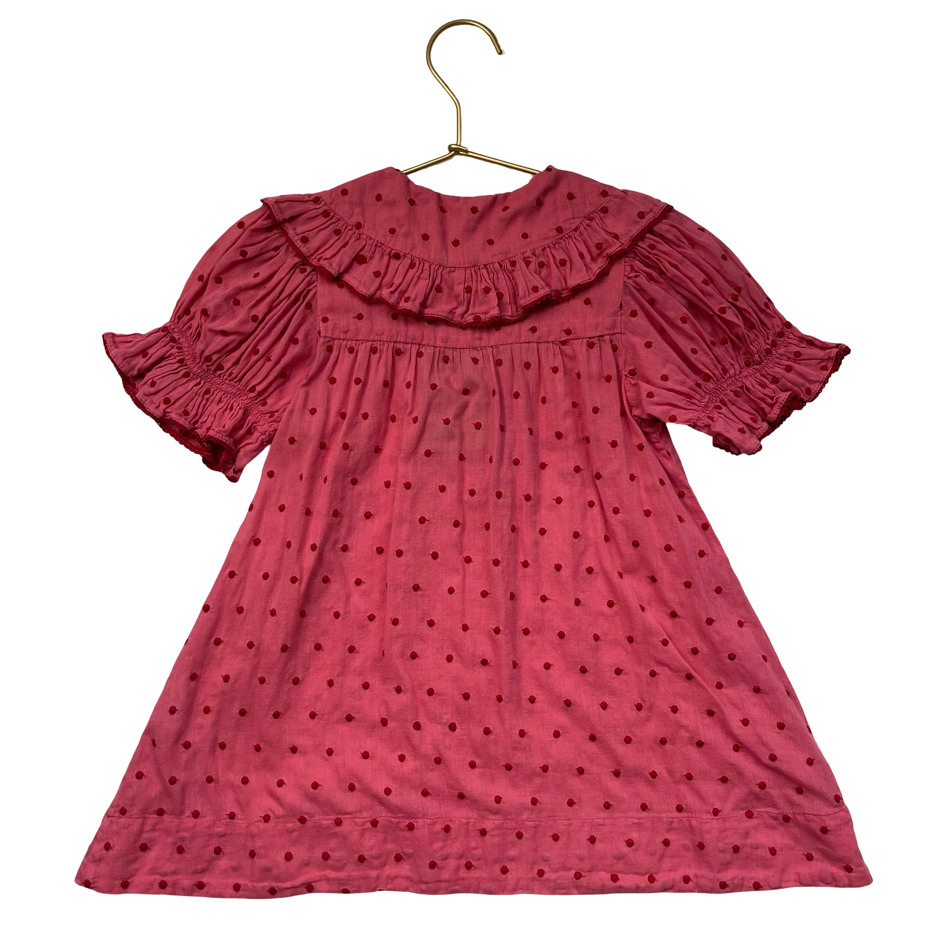 Doen Pink Embroidered Dot Dress - Size 4