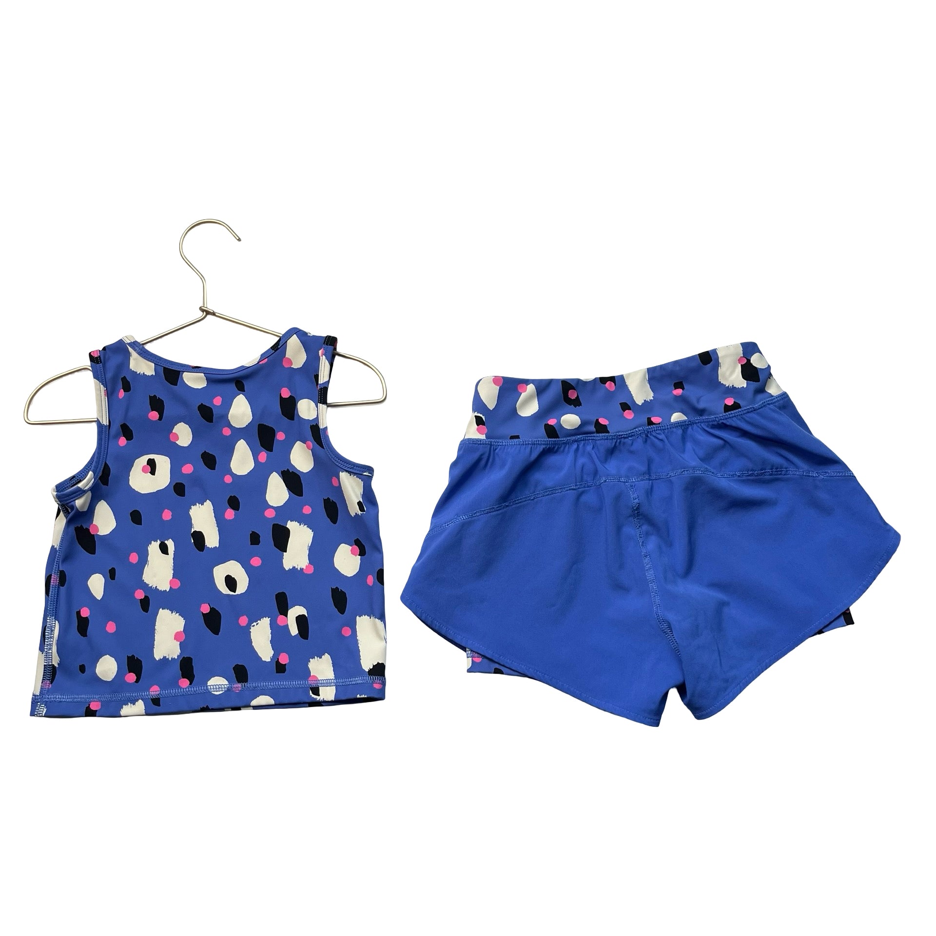 Hanna Andersson Purple Abstract Dot Print Athletic Tank & Shorts Set - Size 6-7