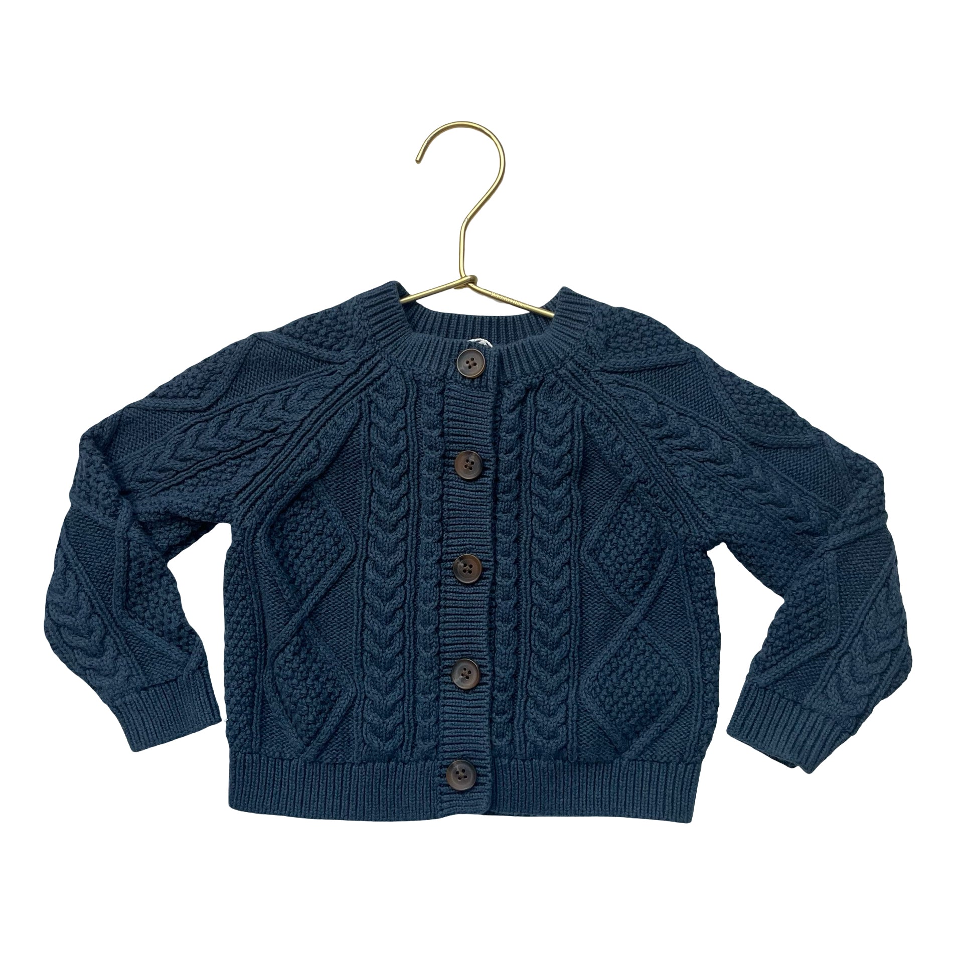 Amazon Essentials x Sofia Grainge Blue Cotton Cable-Knit Cardigan Size 18-24 Mo