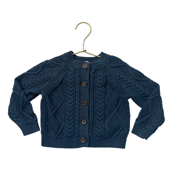 Amazon Essentials x Sofia Grainge Blue Cotton Cable-Knit Cardigan Size 18-24 Mo
