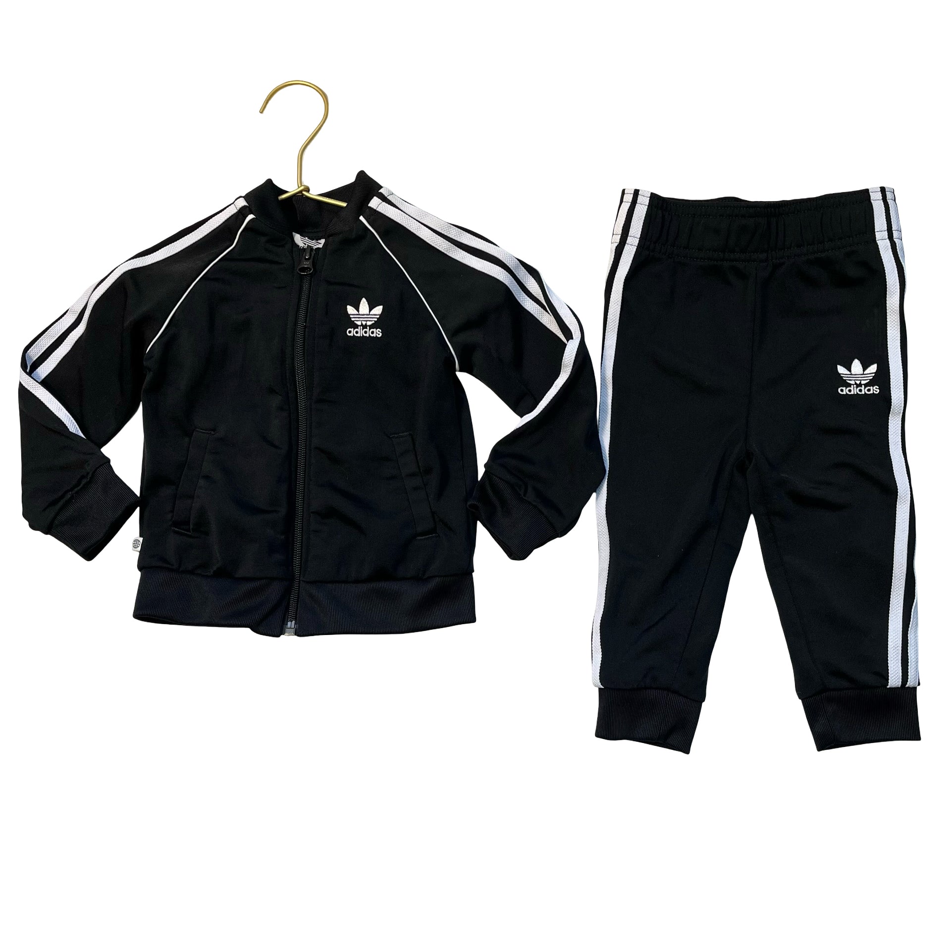 Adidas Black 2 Piece Track Suit - Size 12 Mo