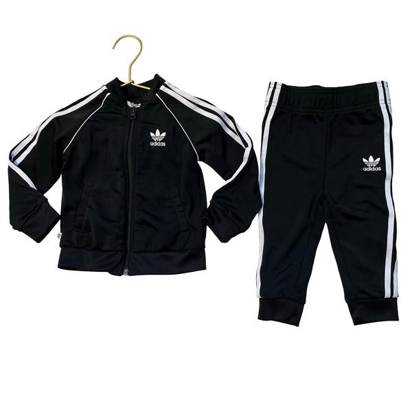 Adidas Black 2 Piece Track Suit - Size 12 Mo