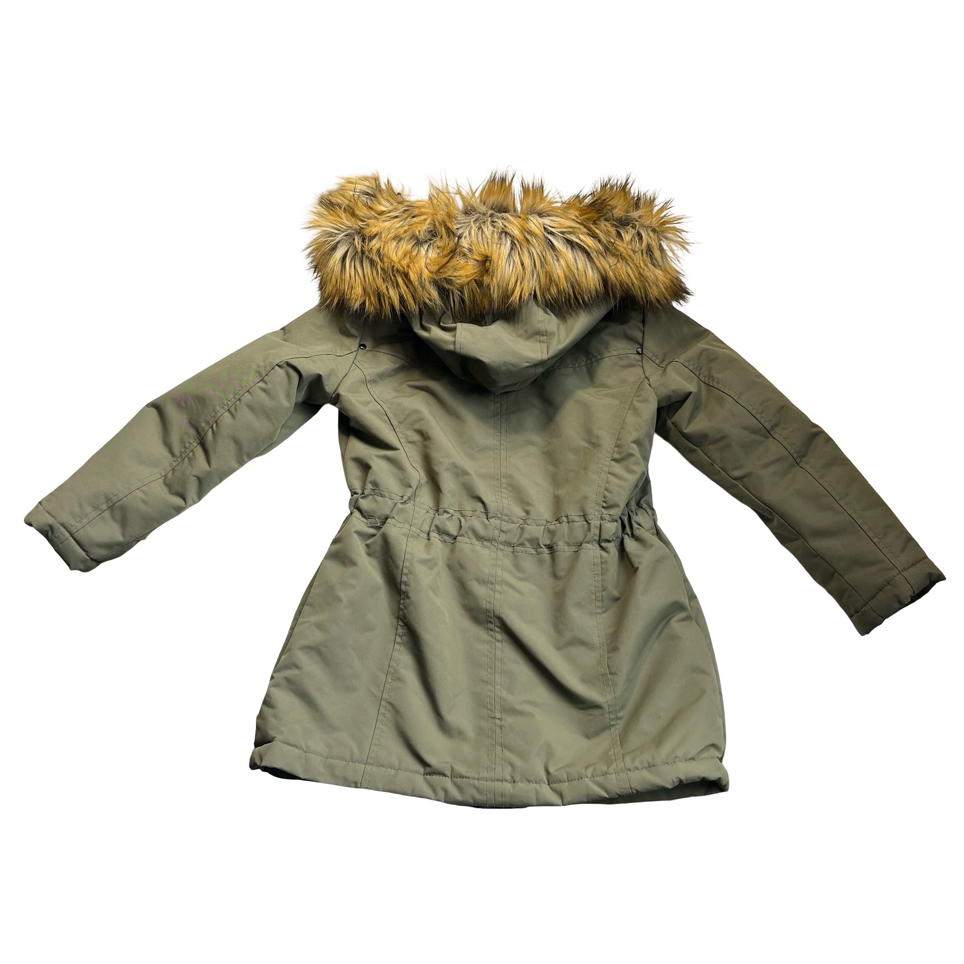 Urban Republic Faux-Fur Lined Olive Green Hooded Winter Jacket - Size S 7-8